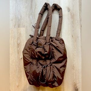 Dagne Dover Brown Nylon Bucket Bag